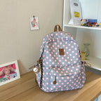 Polka Dot School Backpack with Multiple Compartments