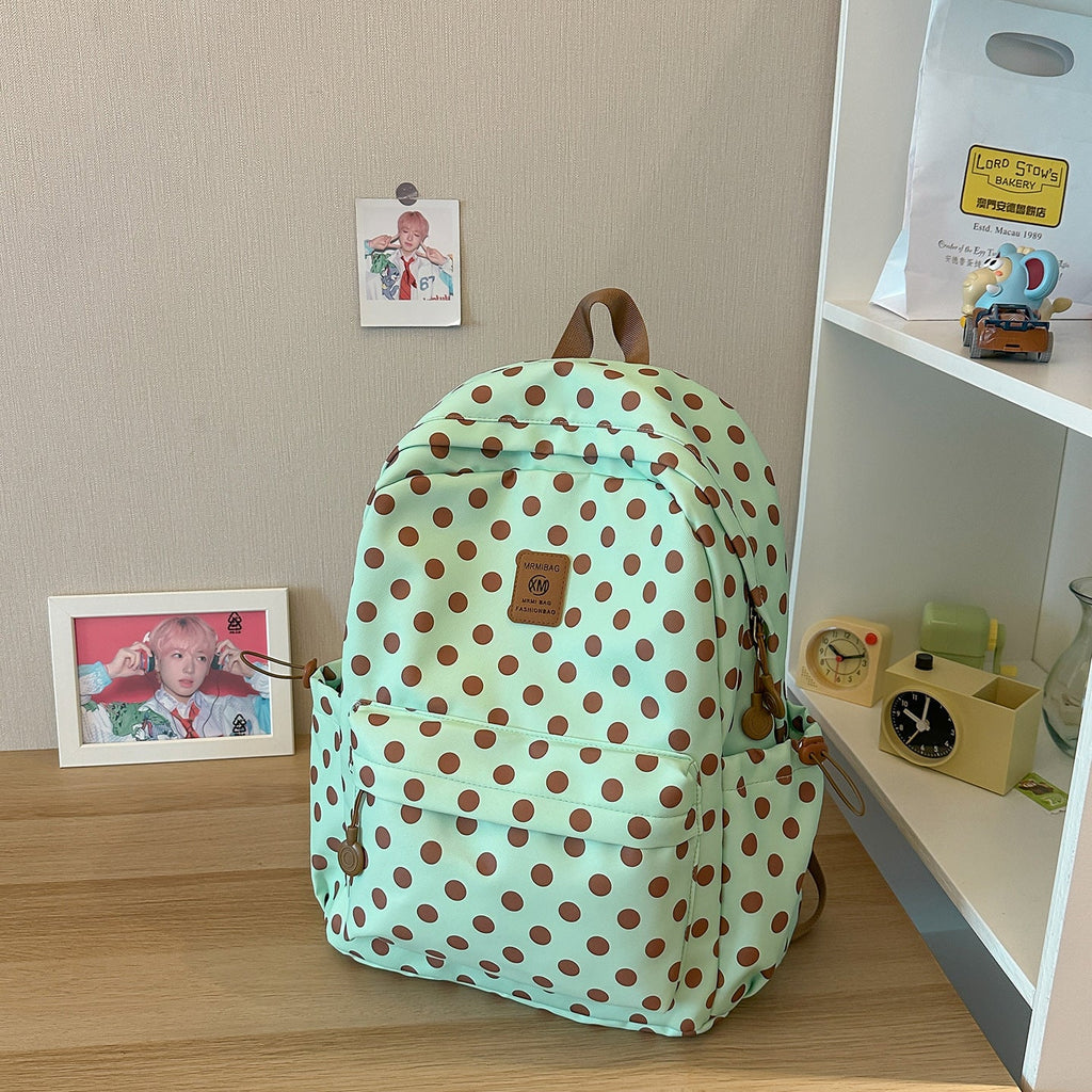 Polka Dot School Backpack with Multiple Compartments