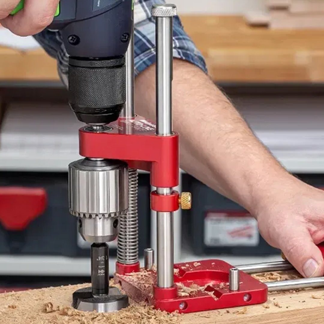 Portable Adjustable Drill Press Guide Jig for Handheld Drills