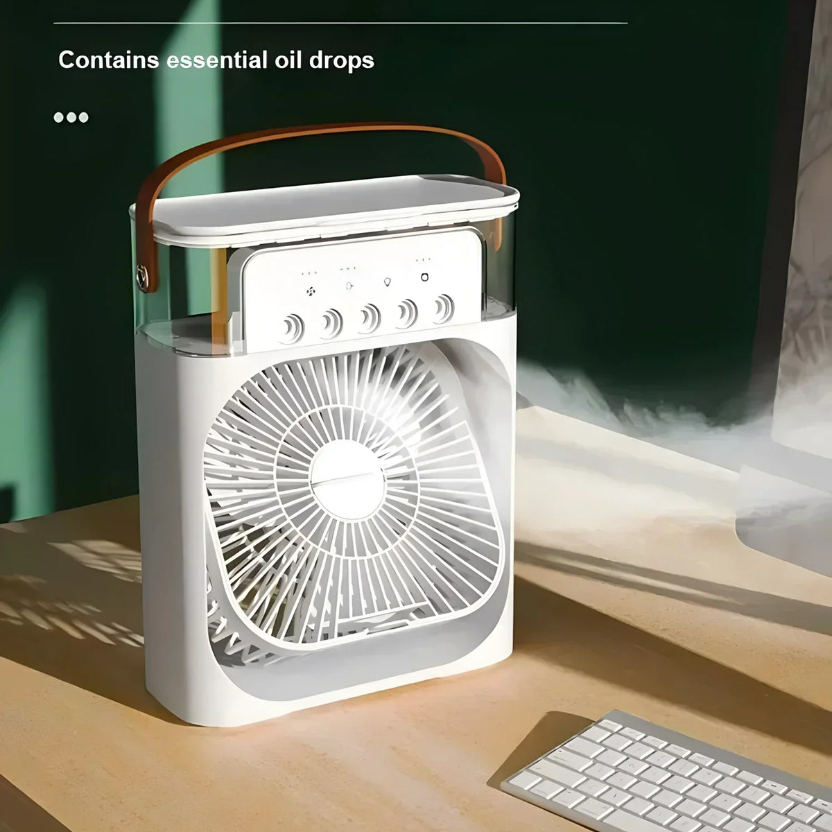 Portable Air Cooler Fan with LED Light and 600ml Water Tank