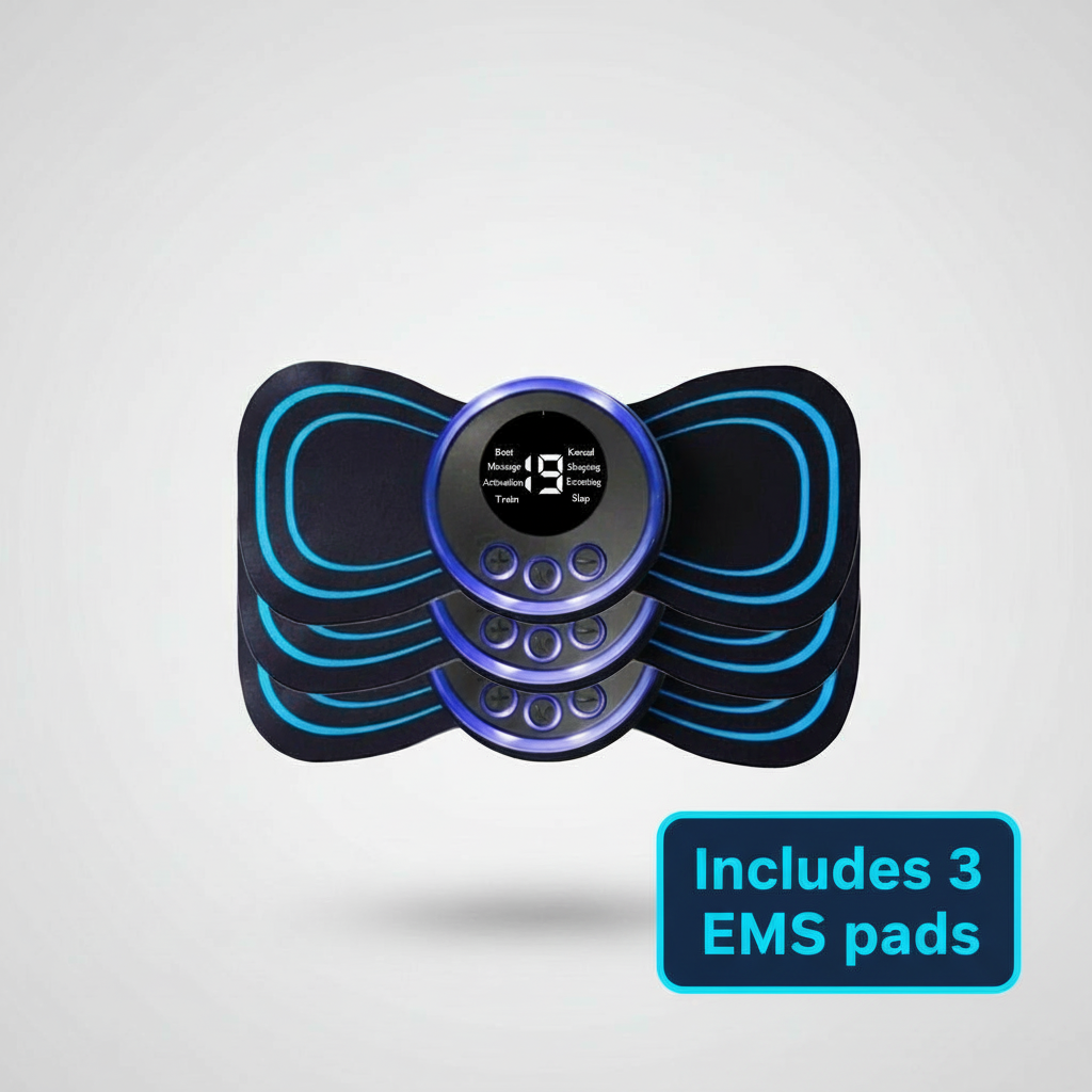 Portable EMS Massage Pad with Remote Control and Reusable Patches