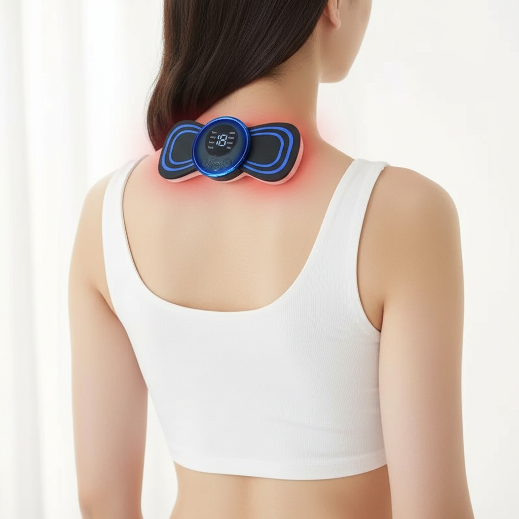 Portable EMS Massage Pad with Remote Control and Reusable Patches