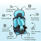 Portable Foldable Child Car Booster Seat, Five-Point Harness