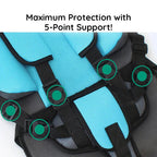 Portable Foldable Child Car Booster Seat, Five-Point Harness