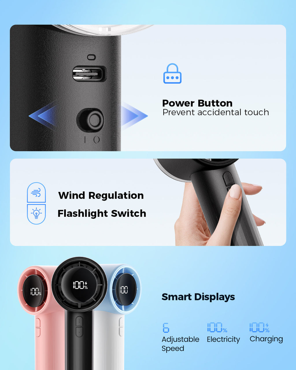 Portable High-Speed Handheld Turbo Fan with LED Display