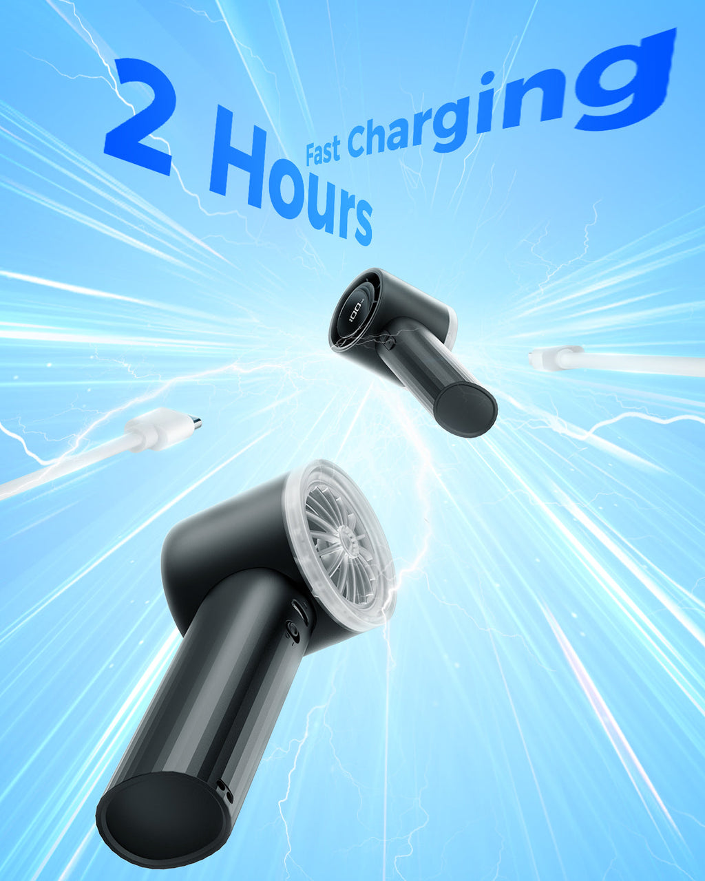 Portable High-Speed Handheld Turbo Fan with LED Display
