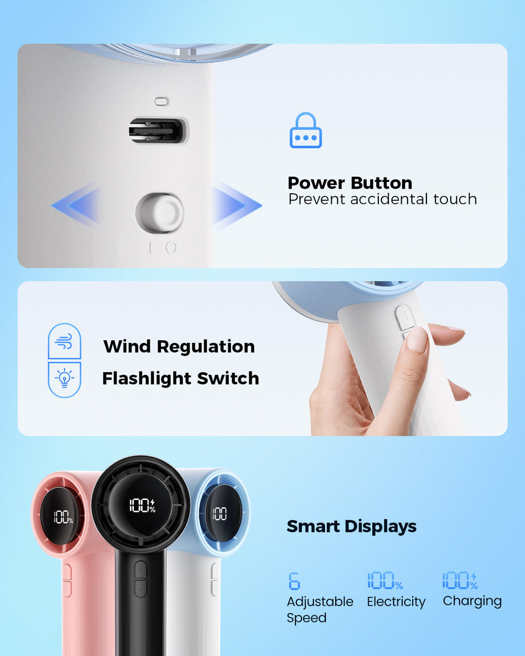 Portable High-Speed Handheld Turbo Fan with LED Display