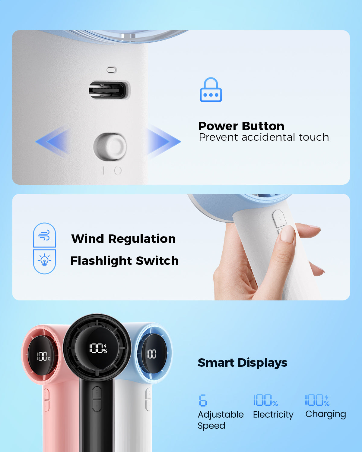 Portable High-Speed Handheld Turbo Fan with LED Display