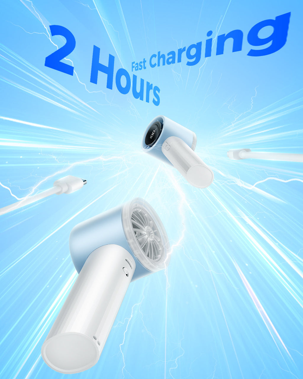 Portable High-Speed Handheld Turbo Fan with LED Display