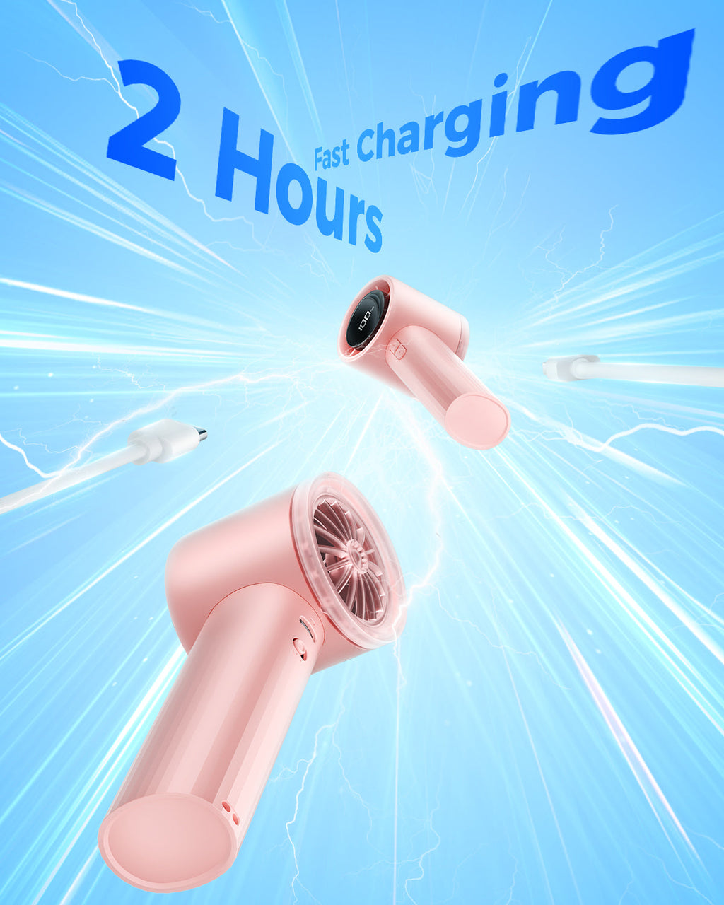 Portable High-Speed Handheld Turbo Fan with LED Display