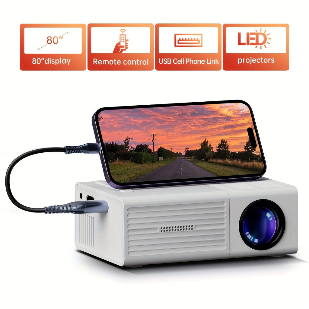 Portable Mini Projector, 3000 Lumens, HDTV and USB