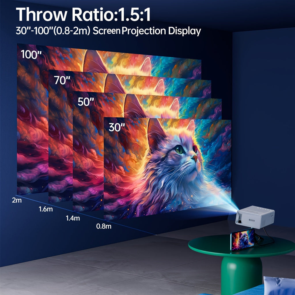 Portable Mini Projector, 3000 Lumens, HDTV and USB