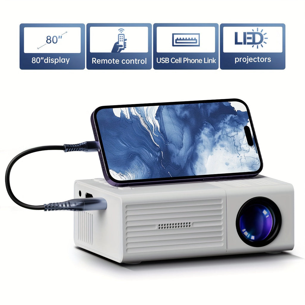 Portable Mini Projector, 3000 Lumens, HDTV and USB