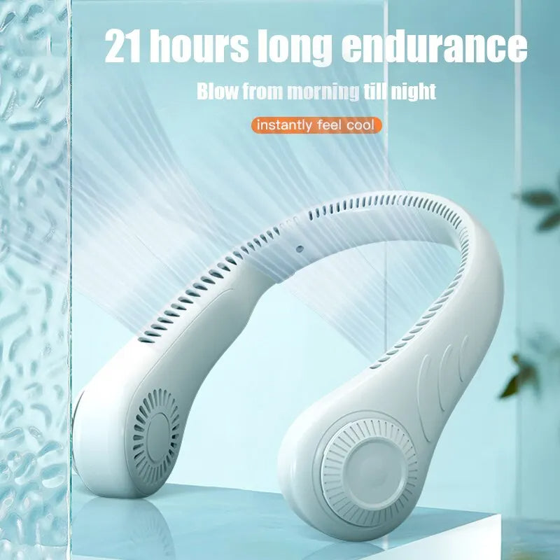 Portable Neck Fan with 360° Airflow, 4000mAh Battery and 3 Speeds