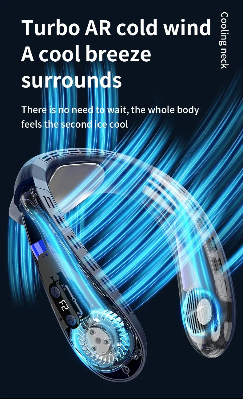 Portable Rechargeable Neck Fan, 5200mAh, Personal Outdoor Cooling