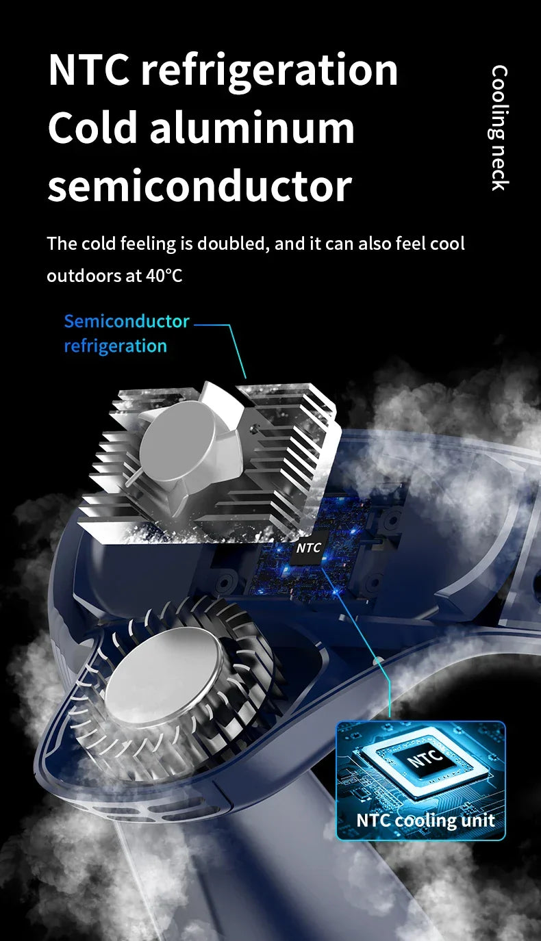 Portable Rechargeable Neck Fan, 5200mAh, Personal Outdoor Cooling