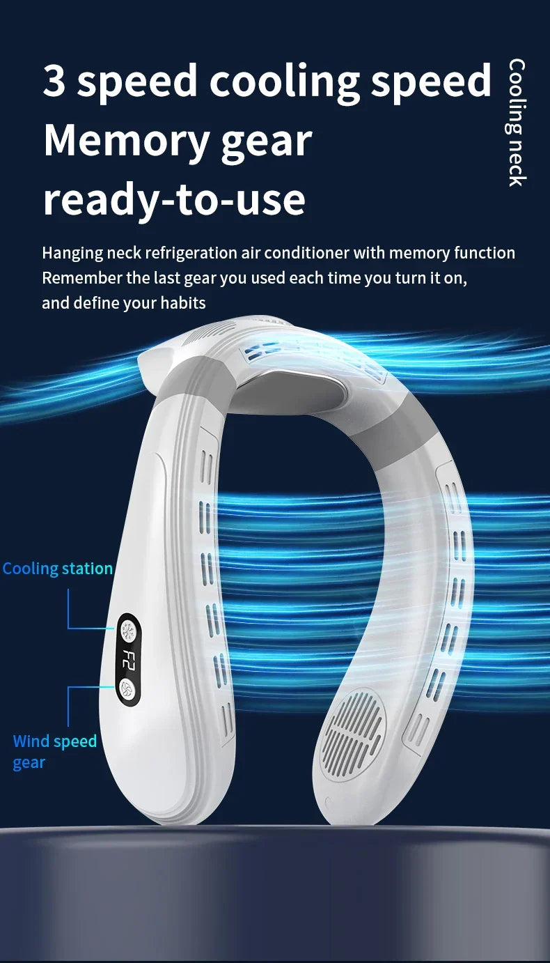 Portable Rechargeable Neck Fan, 5200mAh, Personal Outdoor Cooling