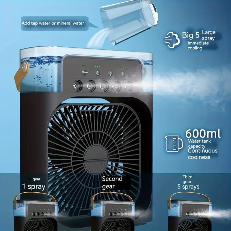 Portable USB Table Fan with Misting, 3 Speeds and 5 Spray Heads