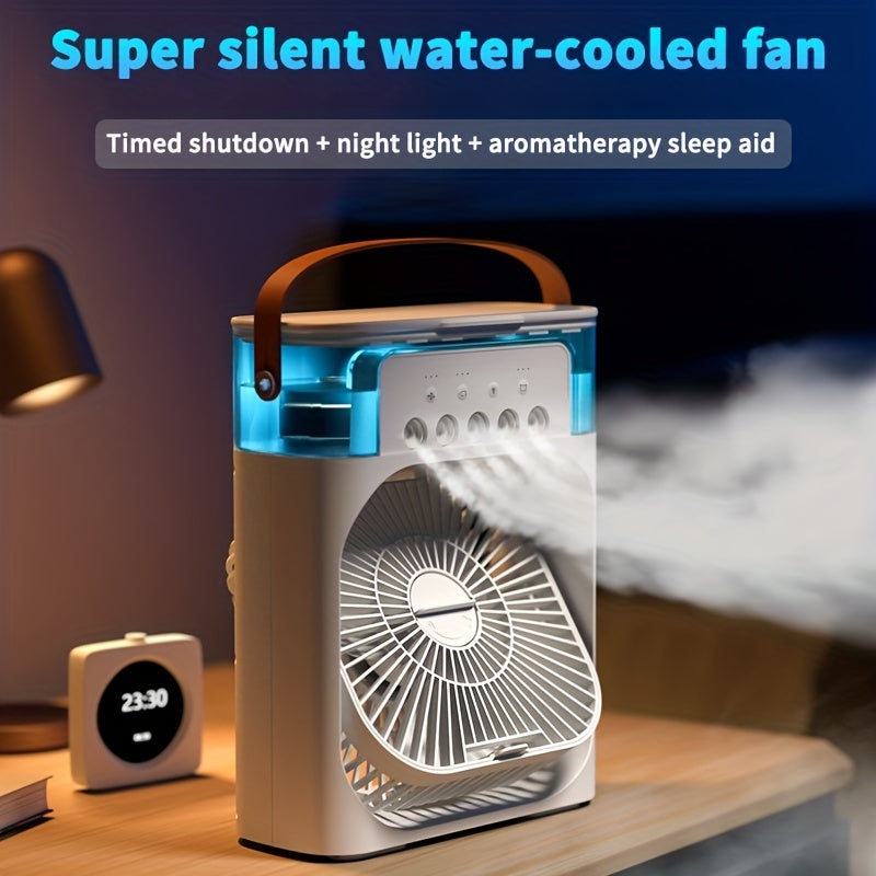 Portable USB Table Fan with Misting, 3 Speeds and 5 Spray Heads