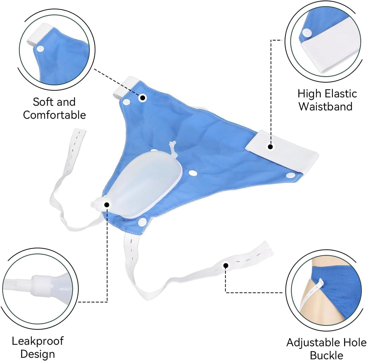 Portable Wearable Urine Collector with Silicone, 100 cm Tube