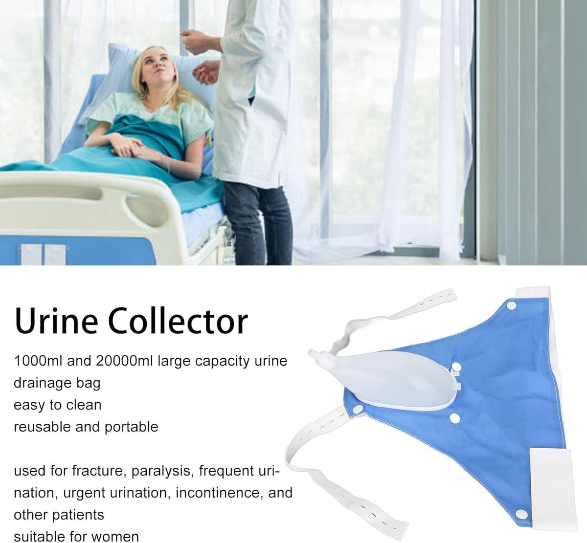 Portable Wearable Urine Collector with Silicone, 100 cm Tube