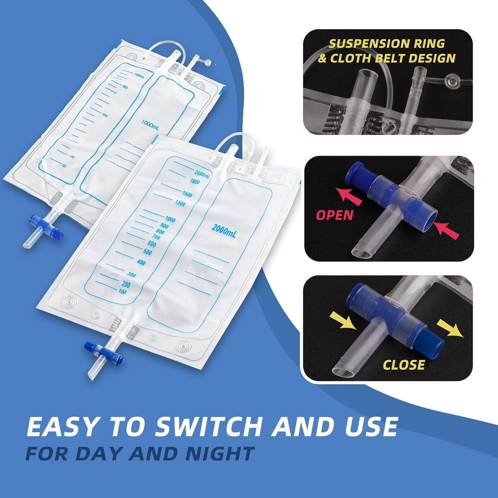 Portable Wearable Urine Collector with Silicone, 100 cm Tube