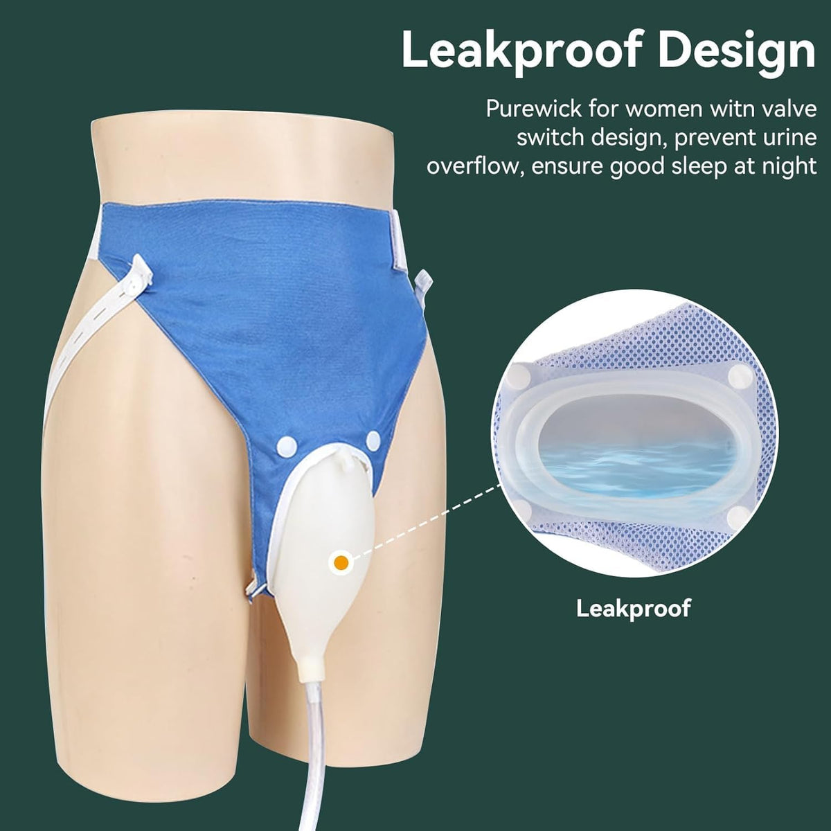 Portable Wearable Urine Collector with Silicone, 100 cm Tube