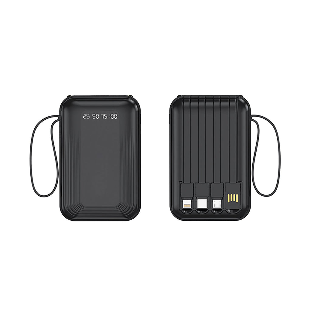 Power Bank with Integrated Cables, Lightning and Micro-USB