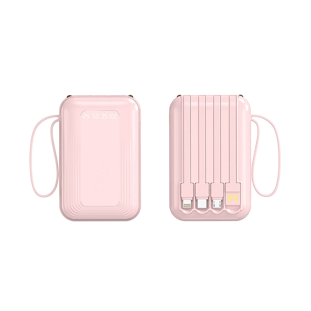 Power Bank with Integrated Cables, Lightning and Micro-USB