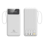 Power Bank with Integrated Charging Cables, Digital Display, 20W