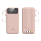 Power Bank with Integrated Charging Cables, Digital Display, 20W