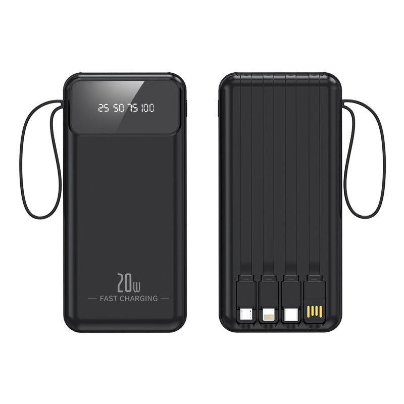 Power Bank with Integrated Charging Cables, Digital Display, 20W