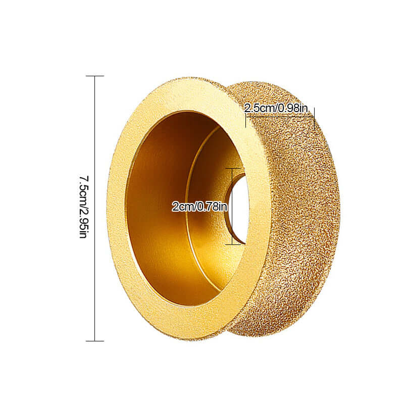 Edge Diamond Grinding Wheel for Marble, Granite, Quartz - Brazing Emery, 25mm, view 11