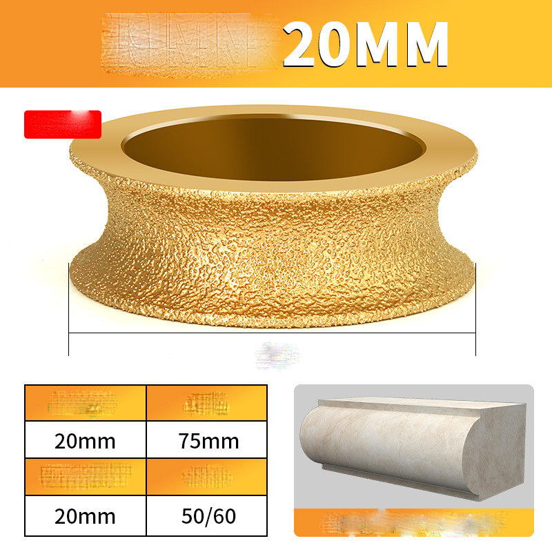 Edge Diamond Grinding Wheel for Marble, Granite, Quartz - Brazing Emery, 25mm, view 12