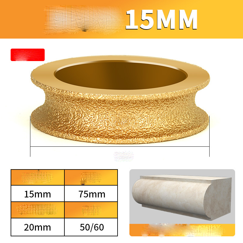 Edge Diamond Grinding Wheel for Marble, Granite, Quartz - Brazing Emery, 25mm