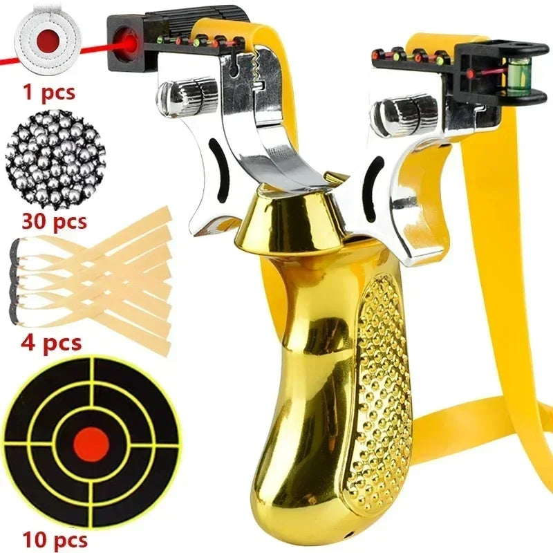 Precision Slingshot with Laser Sight, Level and Non-Slip Grip