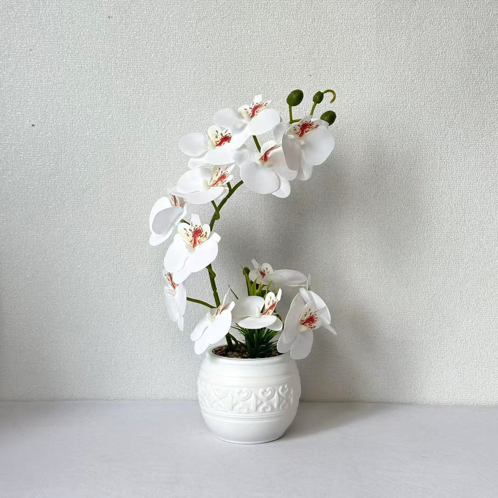 Premium Artificial Orchid Plant Arrangement in Ceramic Pot