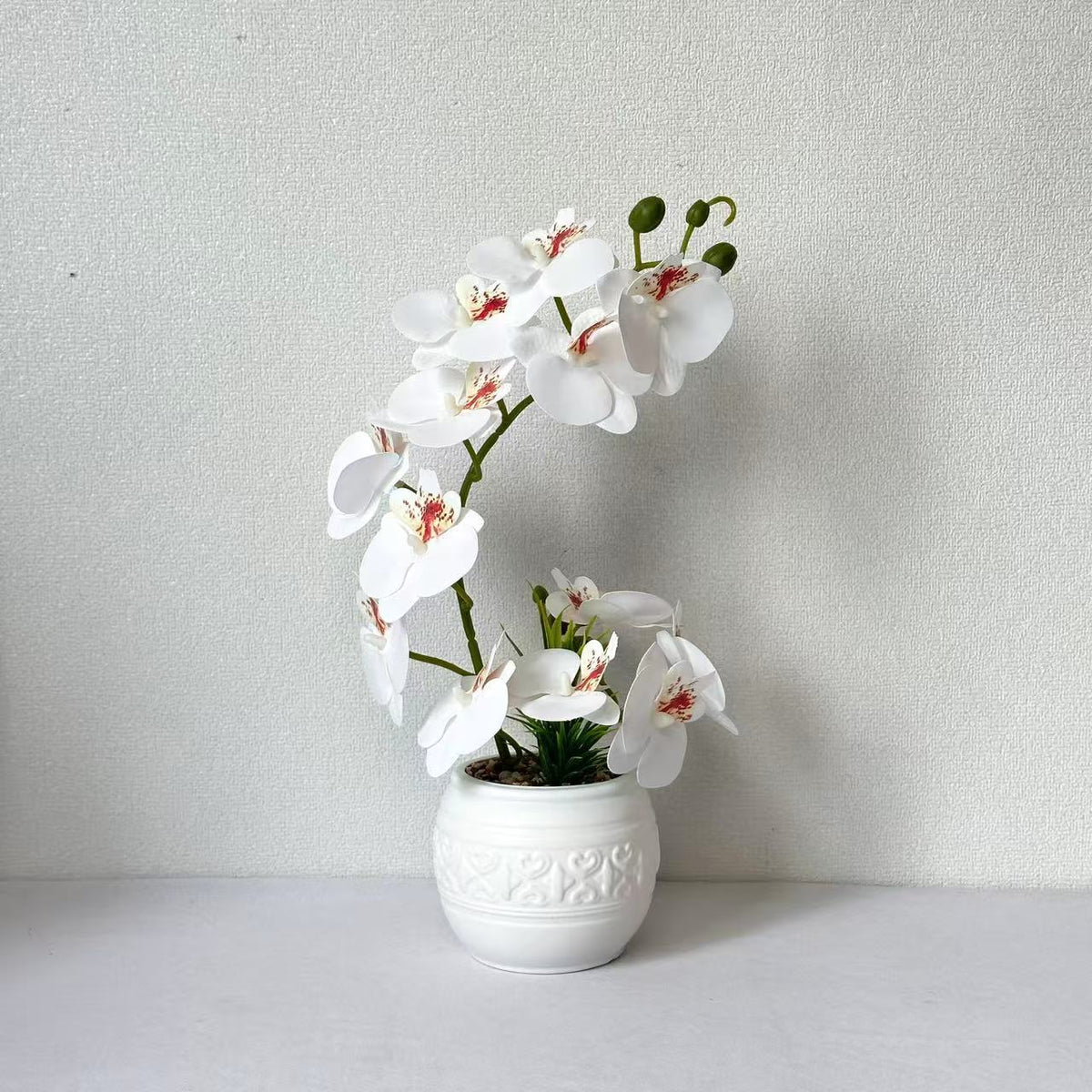 Premium Artificial Orchid Plant Arrangement in Ceramic Pot