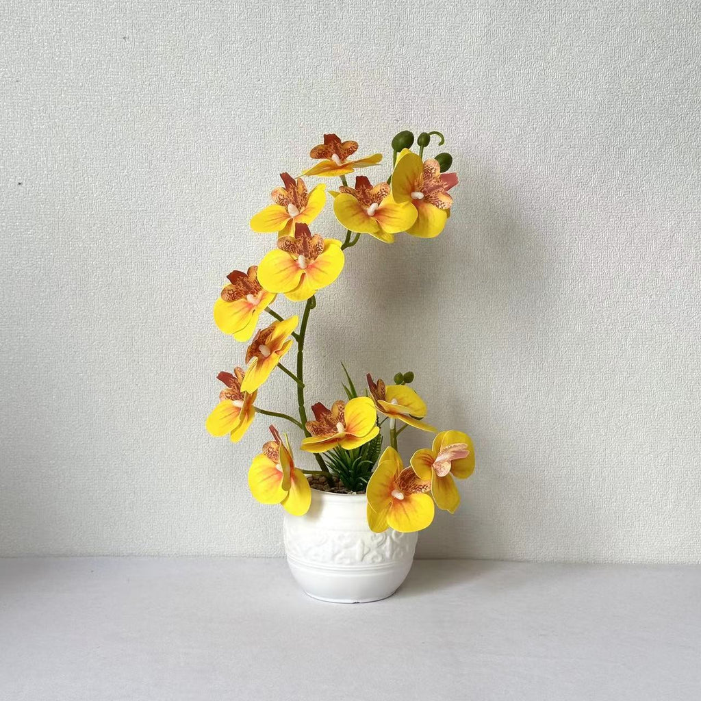 Premium Artificial Orchid Plant Arrangement in Ceramic Pot