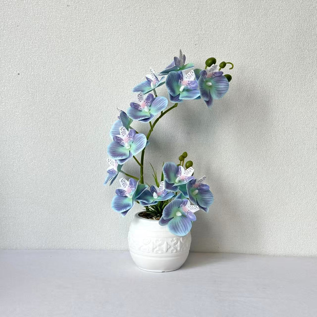 Premium Artificial Orchid Plant Arrangement in Ceramic Pot