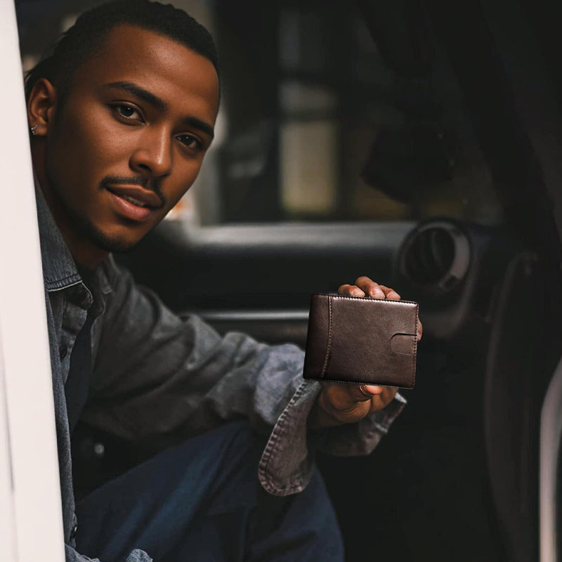 PU Leather RFID-Blocking Card Holder Wallet with Money Clip