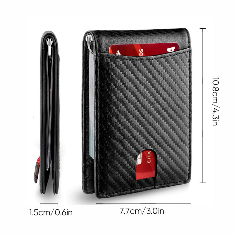 PU Leather RFID-Blocking Card Holder Wallet with Money Clip