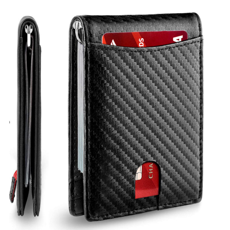 PU Leather RFID-Blocking Card Holder Wallet with Money Clip