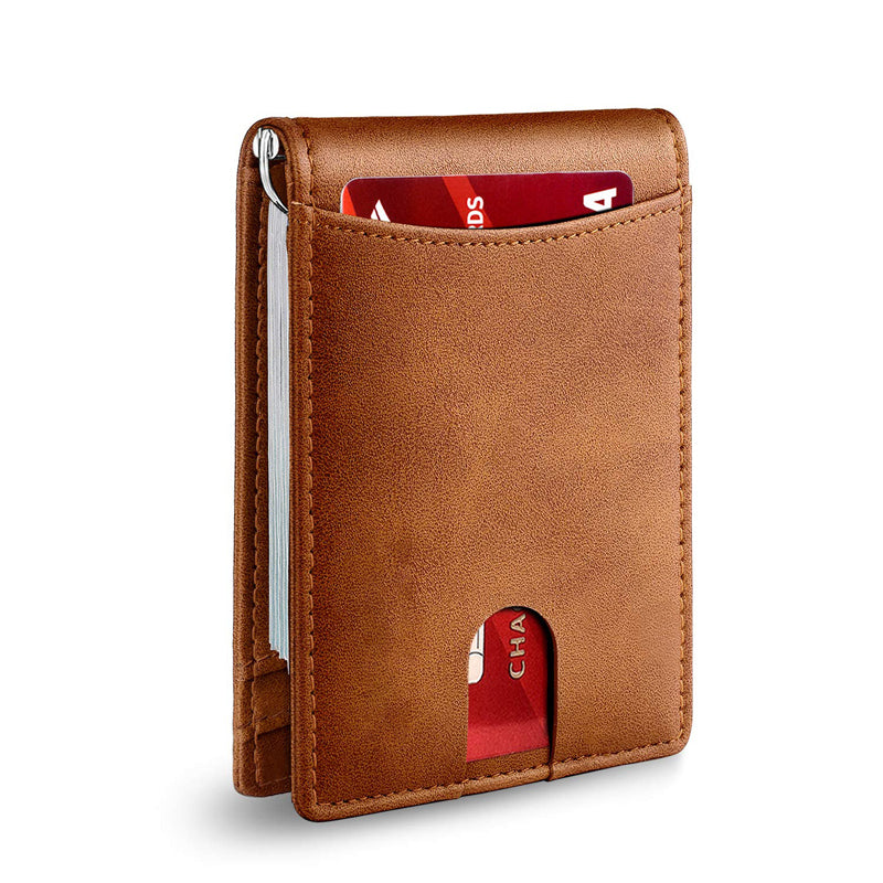 PU Leather RFID-Blocking Card Holder Wallet with Money Clip