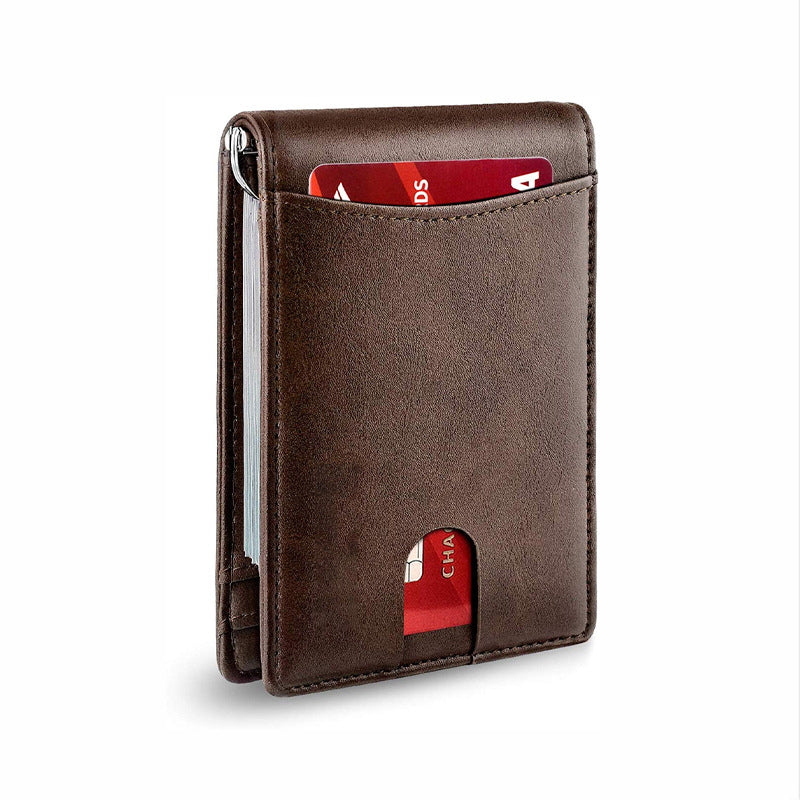 PU Leather RFID-Blocking Card Holder Wallet with Money Clip