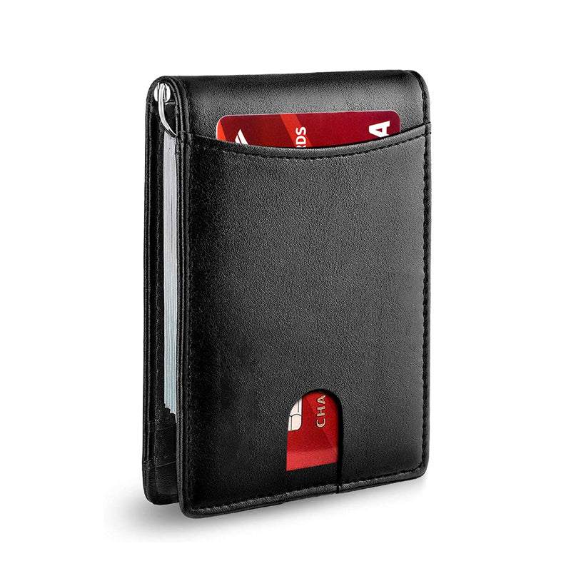 PU Leather RFID-Blocking Card Holder Wallet with Money Clip