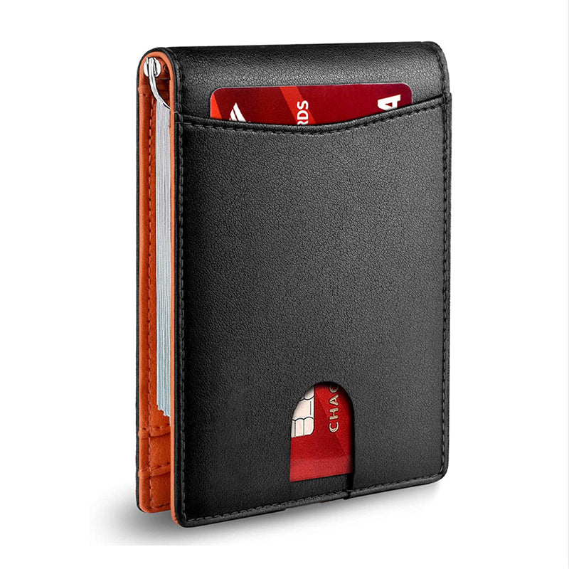 PU Leather RFID-Blocking Card Holder Wallet with Money Clip