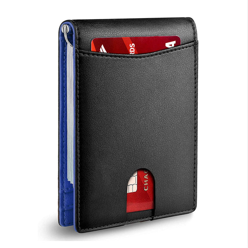 PU Leather RFID-Blocking Card Holder Wallet with Money Clip