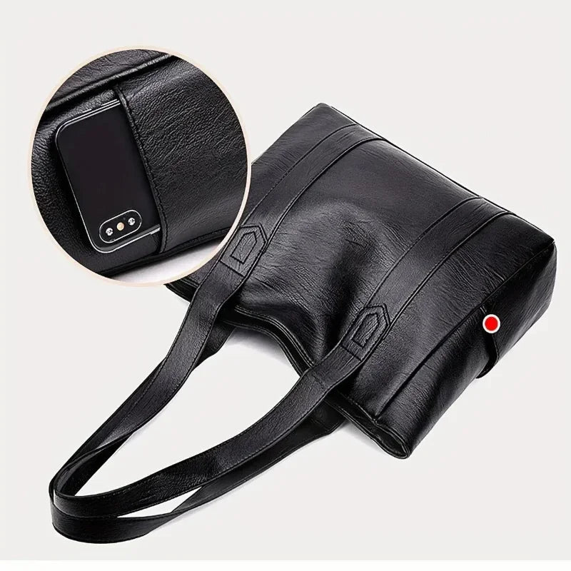 PU Leather Shoulder Bag, Retro Style, 28 × 36 × 10 cm