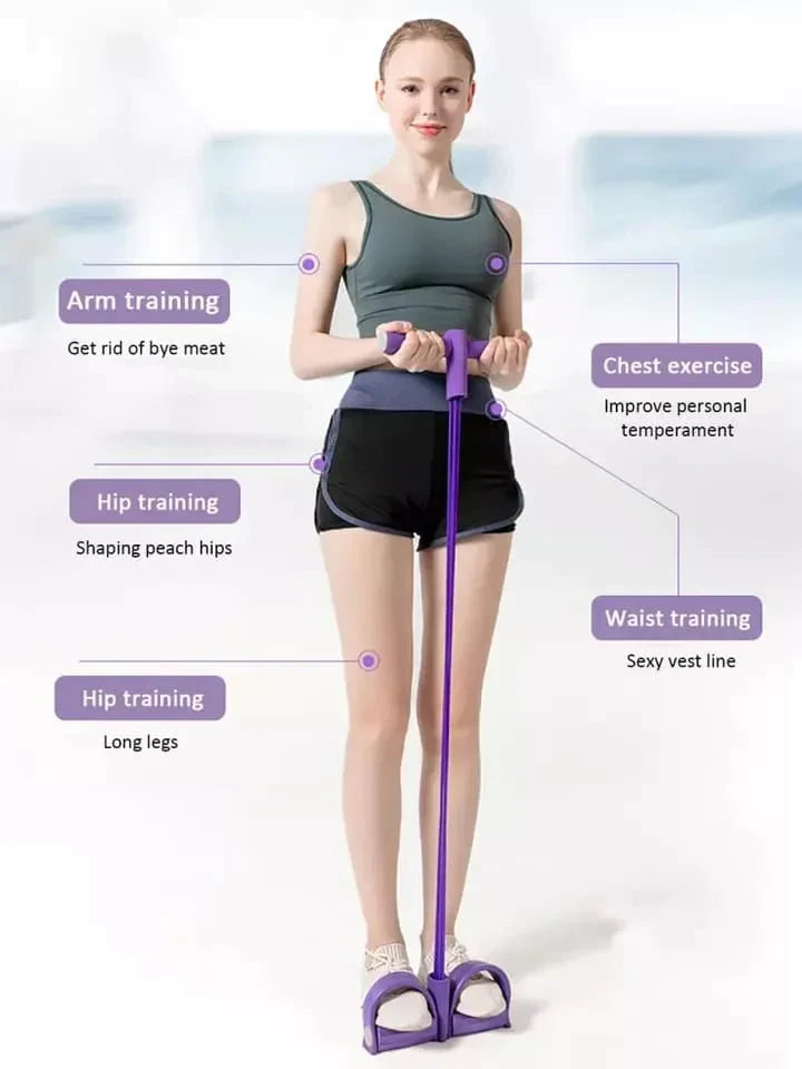 Pull Rope Ab Exerciser with Pedals and Sponge Handles
